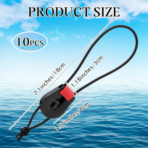 10 stk. justerbare fiskestangstropper med elastiske stropper for stang 2