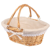 Large Multipurpose Wicker Basket with Handle, 14.2 x 11 x 6.7 Inch Wicker Picnic Basket Ref:NGX