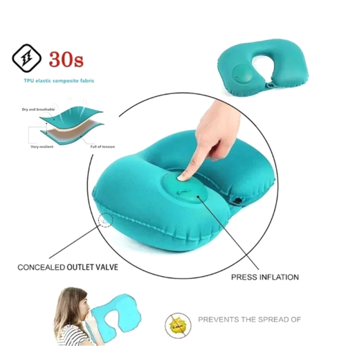 U-Shaped Neck Cushion Inflatable Pillow with Air Pressure Ring 2