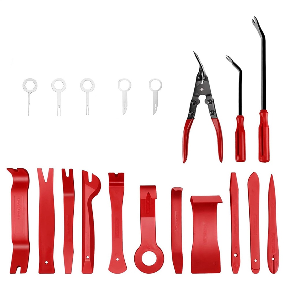 19 Pcs Trim Removal Tool, Clip Pliers Fastener Terminal Remover Red 4853102526833