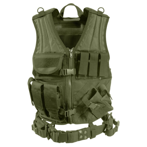 Cross Draw MOLLE Tactical Vest, Olive Drab - Regular