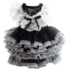 Dog Wedding Dresses for Small Dogs Lolita Clothes Princess Cat Costume Lace Black Pet Girl Cute Coat Outfits Summer Costumes (M,Black)