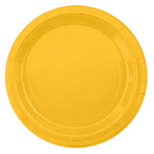 Prato de papel para bolo de frutas, piquenique, sobremesa, prato de 9 polegadas, amarelo brilhante
