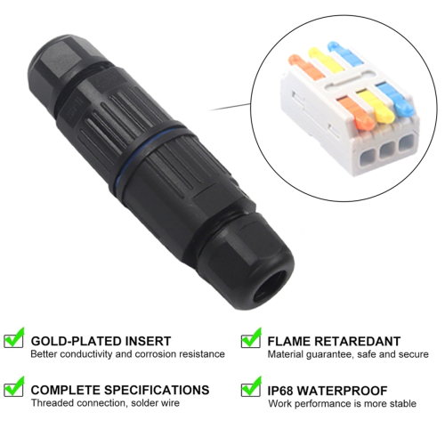 4 Sets Outdoor 3 Way Electrical Cable Connector 2