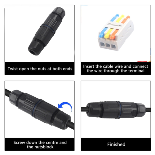 4 Sets Outdoor 3 Way Electrical Cable Connector 1