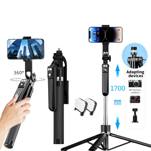Expandable Phone Tripod Stand Selfie Stick with Fill Light 1