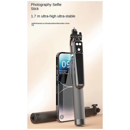 Expandable Phone Tripod Stand Selfie Stick with Fill Light 2