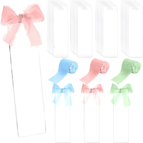 123PCS Blank Transparent Acrylic Bookmark Kit with Ribbon