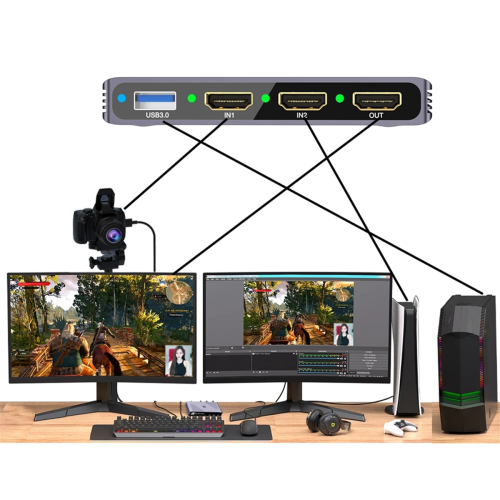Ζωντανή ροή Podcasting Διπλή είσοδος συμβατή με HDMI 2