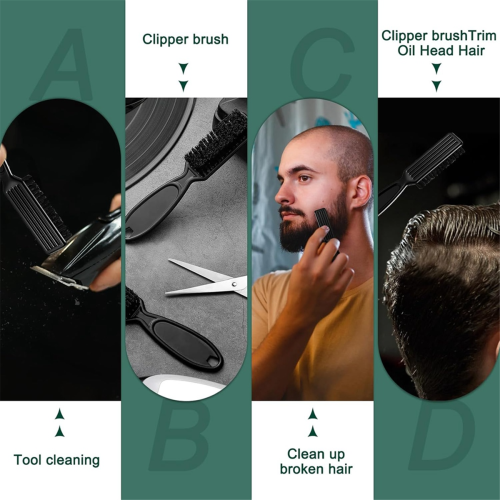 Barber Clipper Brushes,Plastic Handle Nylon Bristles Cleaning Brush 2