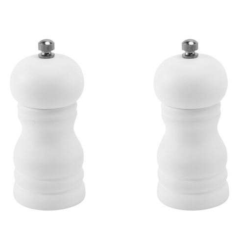 Wood Salt and Pepper Grinder Set Manual Mill Shaker, Solid Wood White