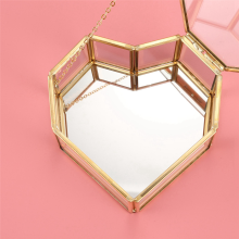 Flip Love Heart Shaped Geometric Glass Jewelry Box Glass Ring Box