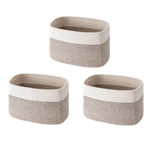 Cotton Rope Storage Baskets Bin Storage with Handles, C