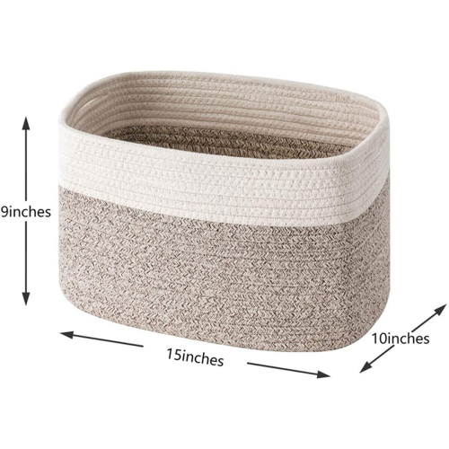 Cotton Rope Storage Baskets Bin Storage with Handles, C 1