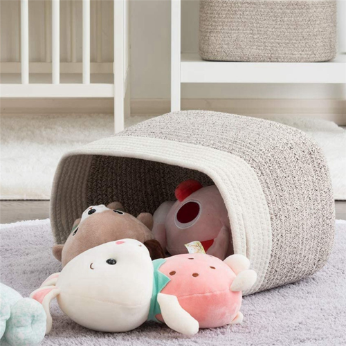 Cotton Rope Storage Baskets Bin Storage with Handles, C 2