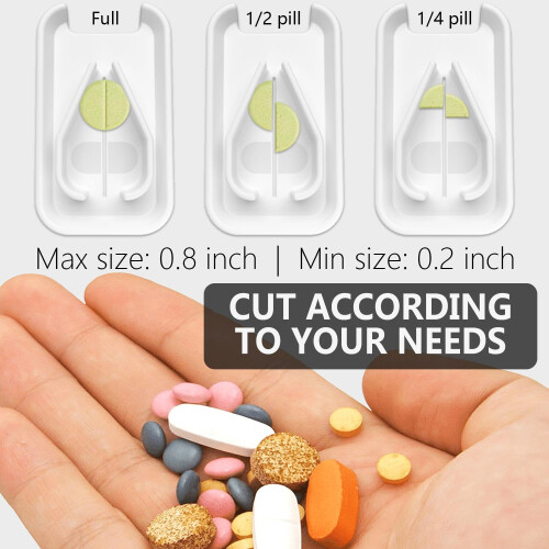 Pill Cutter Splitter for Small or Tiny Pills. 2in1 Travel Pill Box  Pill Splitter 2