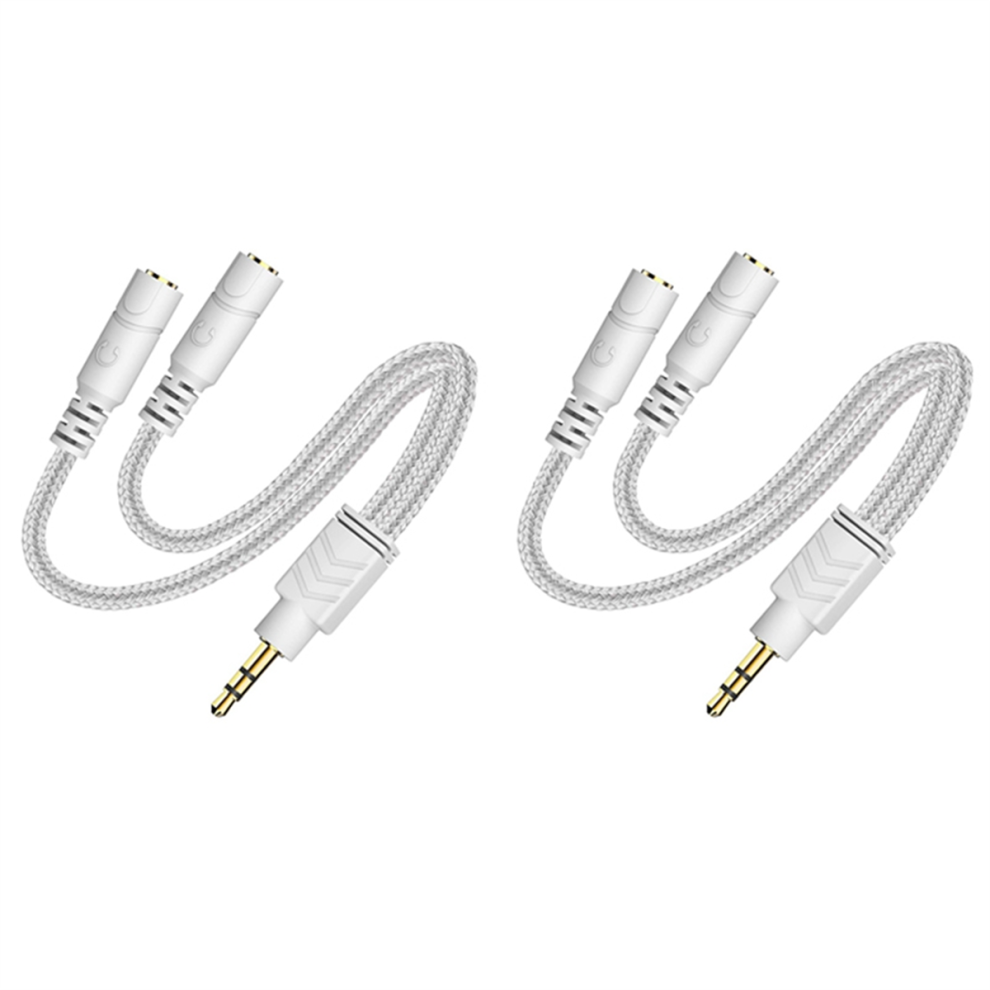 Knitted 3.5mm Audio Splitter TRS 3-Pole Splitter Cable -white-image-OPC-PHYWPRD-NEW