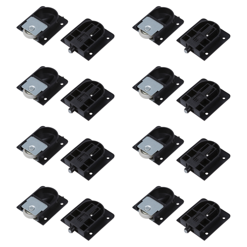 Wardrobe Black Plastic Plate 25Mm Dia Wheel Sliding Door Roller 4852852611233