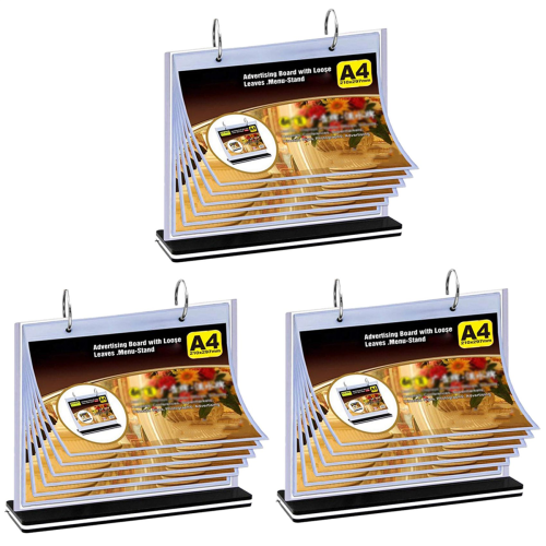 A4 Flip Table Meny Stativ Flersidig Bordkortholder Ramme
