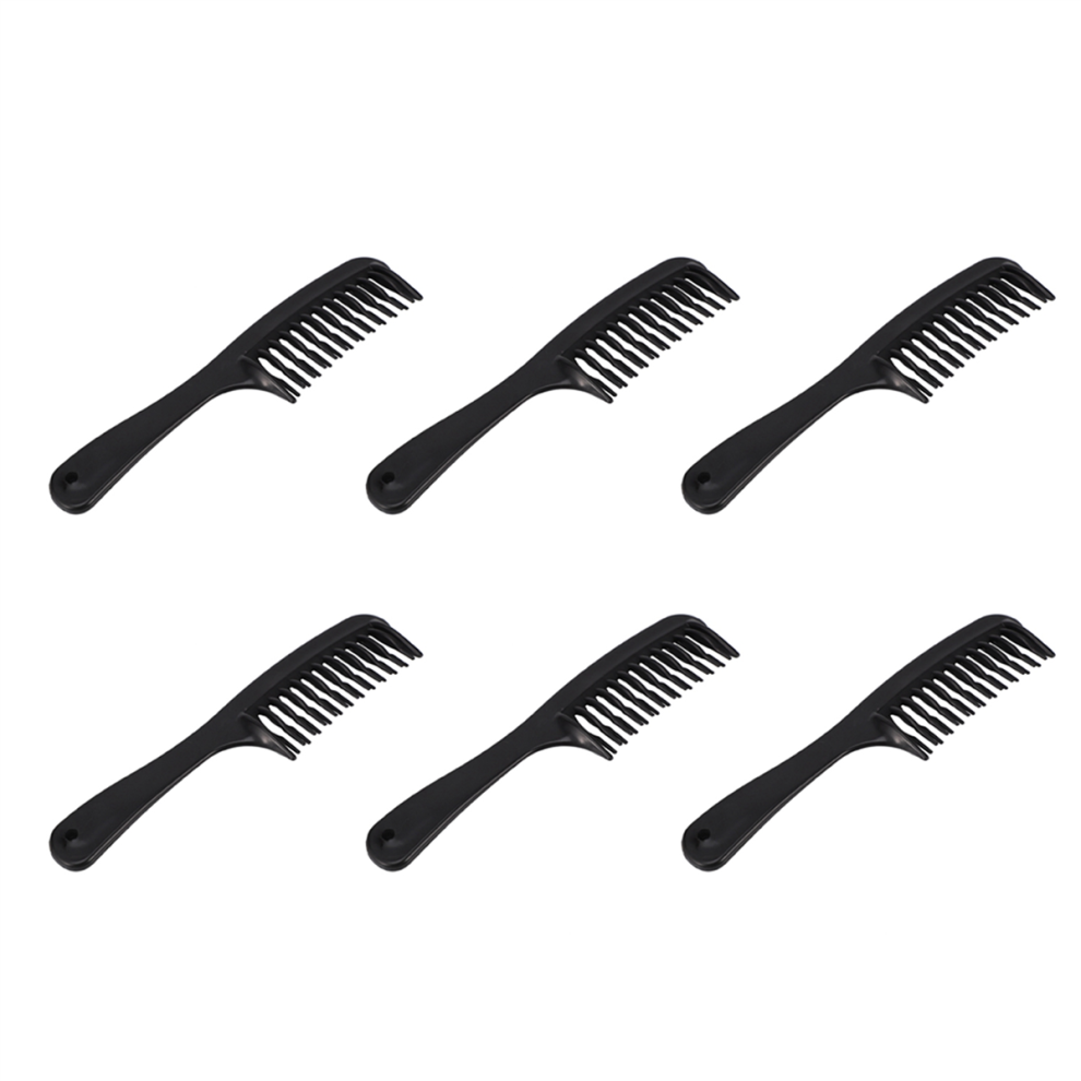 Unisex Black Double Row Tooth Hair Comb With Handle For Long Curly Wet Hair