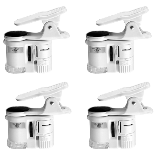 100X Zoom Clip-on Microscope with LED Light, Magnifying Lens Glass