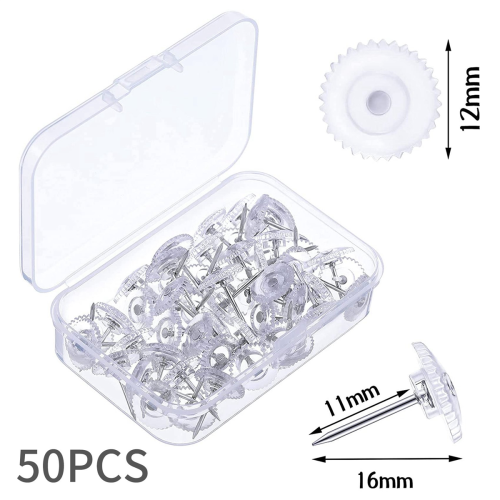 50Pcs Steel Point and Clear Plastic Head Pushpins for Cork Board 1
