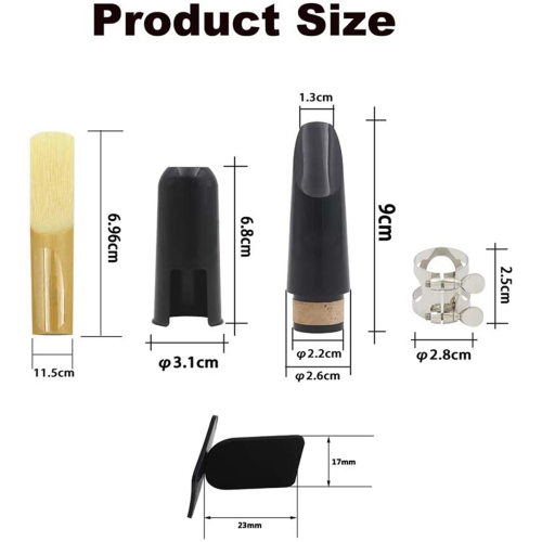 Mouthpiece Kit,Includes Ligature+Clarinet 2.5+Black Clarinet Cap 2