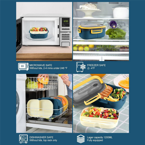 Bento Box Δοχείο Γεύματος Ενηλίκων, Δοχείο Γεύματος Διπλής Επίστρωσης 1200ML 2