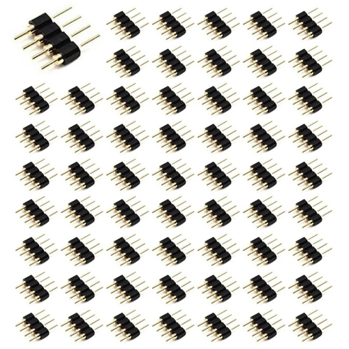 50 τεμάχια προσαρμογέας αρσενικού βύσματος LED Rgb 4 ακίδων για λωρίδα φωτισμού 3528 5050