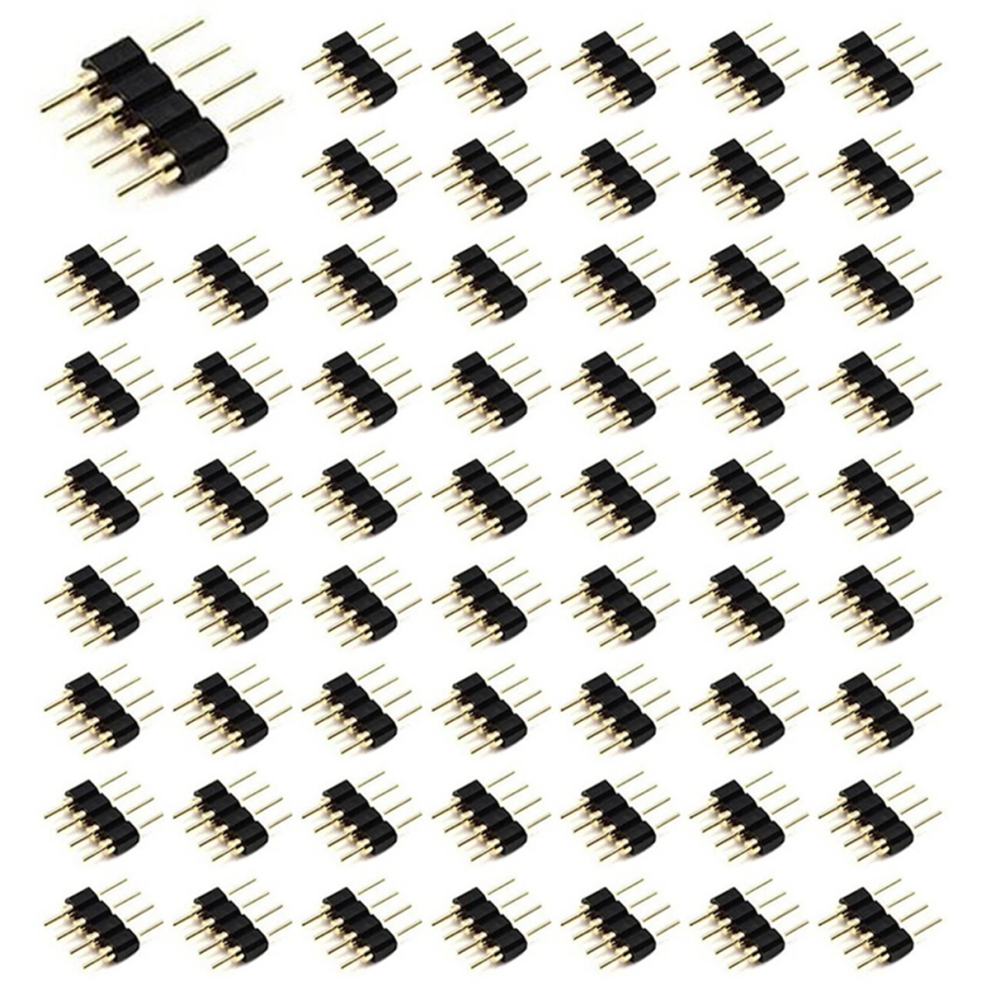50Pcs 4 Pin Rgb Led Male Plug Adapter For 3528 5050 Strip Light 4852852627050