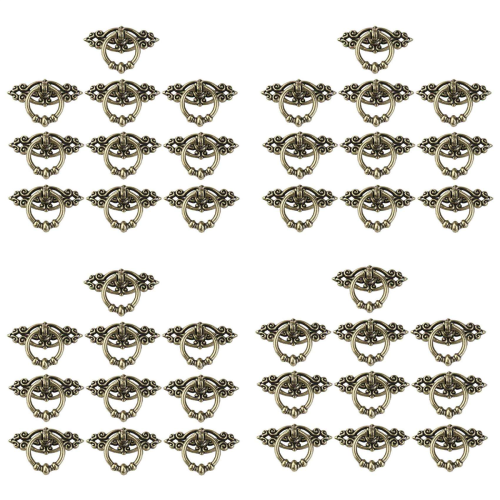 10Pcs Kitchen Cabinet Dresser Door Drawer Ring Pull (Antique Brass)
