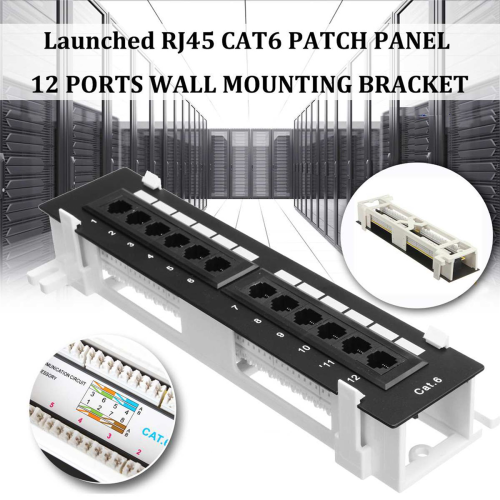 Network Tool Kit 12 Port CAT6 Patch Panel RJ45 with Wall Bracket 1