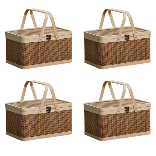Coș de bambus Coș țesut natural, ecologic Coș de picnic din bambus