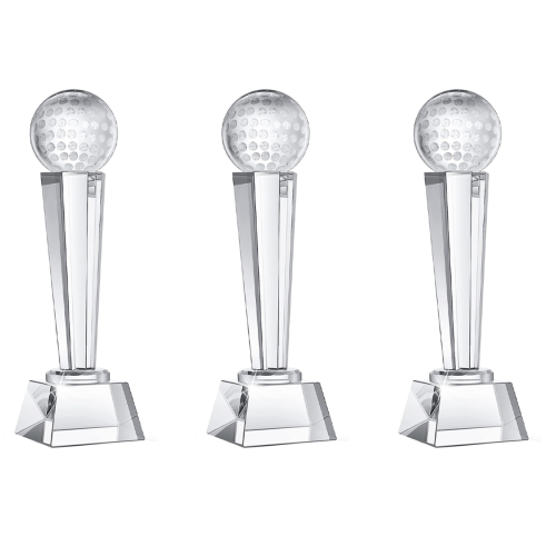 Troféu de golfe de cristal de 9 x 2,8 polegadas para torneios de golfe para adultos e crianças
