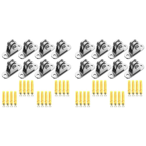 Produktbild von 8-teiliges Flaschenzug-Set – 4 Umlenkrollen M15 Und 4 Karabiner M4, Edelstahl