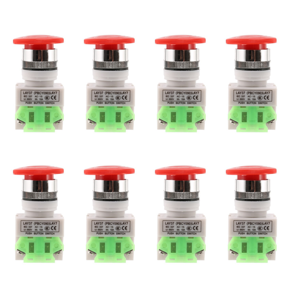 Red Mushroom Cap 1No 1Nc Dpst Emergency Stop Push Button Switch 4852852648895