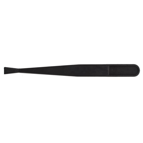 Pensetă manuală, neagră, antistatică, din plastic, cu vârf plat 2