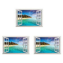 Sticker mural 3D avec vue sur la mer, décoration d'intérieur, affiche, photo