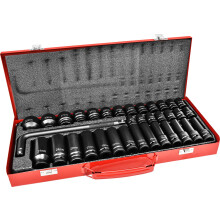 35-Pieces 1/2' DR Drive Deep Impact Socket Set, 6-Point (8mm - 32mm), 35pc Jumbo Set