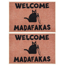 Dark Cat Welcome Madafakas Full Print Doormat Fun Doormat