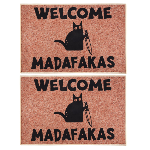 Dark Cat Welcome Madafakas Full Print Doormat Fun Doormat