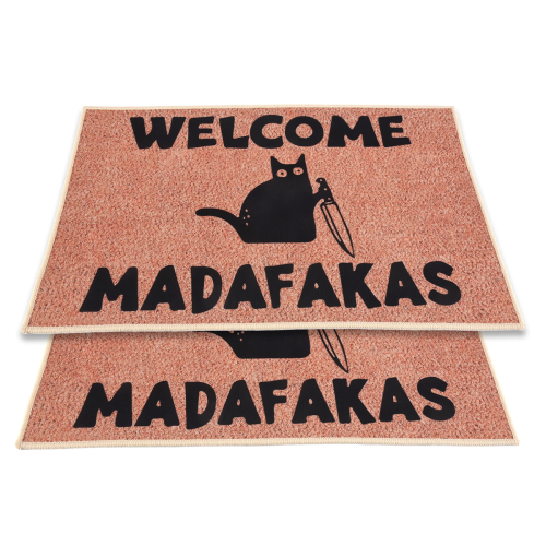 Dark Cat Welcome Madafakas Full Print Doormat Fun Doormat 1
