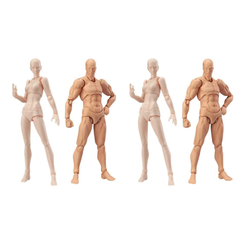 Konstnärsdocka Ledade ritfigurer Man + Kvinna Set (Hudfärg)