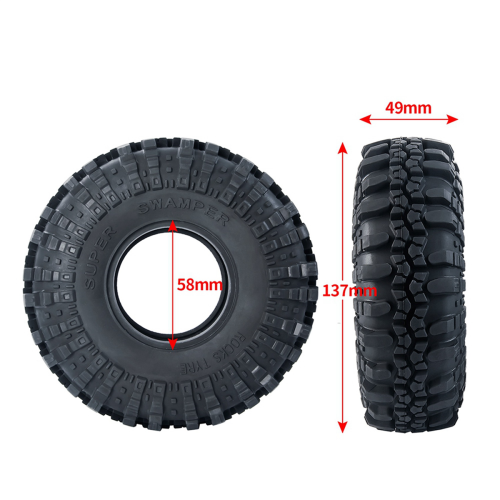 4 stk. 137 mm 2,2 gummihjul til 1/10 RC-bil 2