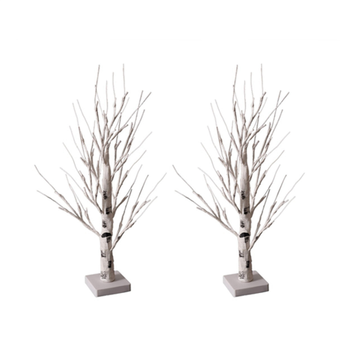 White Tree with LED Lights, Small Tree Lights Battery Powered Timer