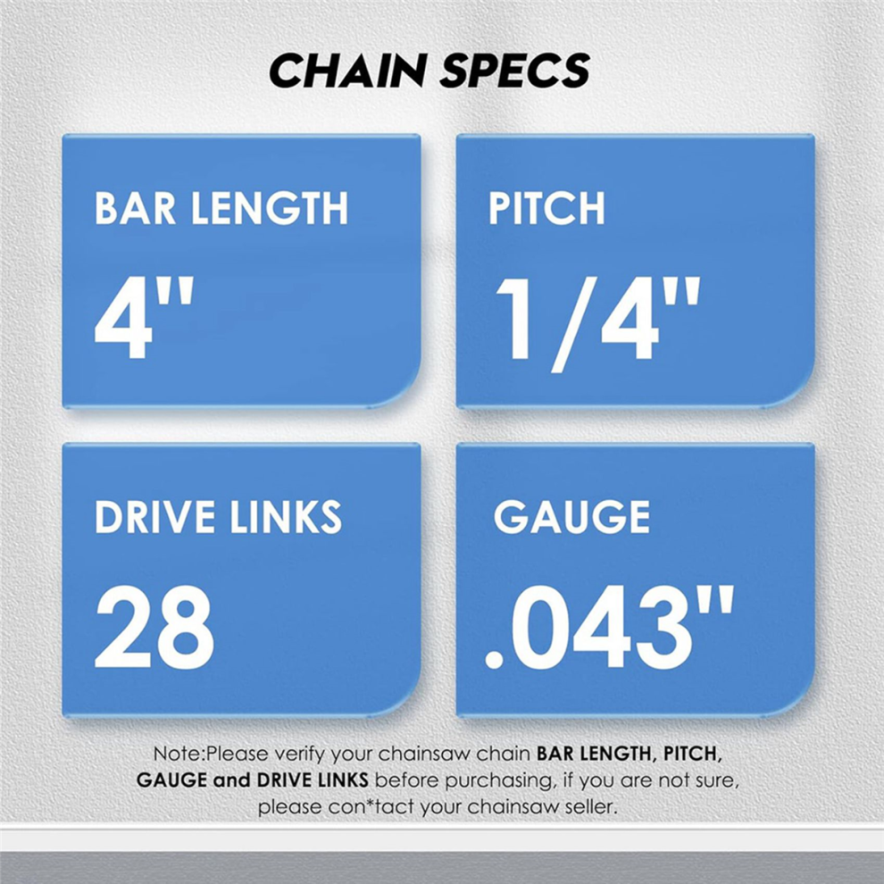 Mini Chainsaw Chain 4 Inch Guide Saw Chain 1/4 LP Pitch, 28 Sections-image-OPC-PHYX2KD-NEW