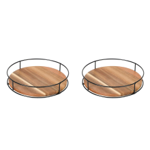 Non-Skid Wood Turntable Organizer for Cabinet,Pantry,Carbonized Black