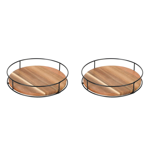 Non-Skid Wood Turntable Organizer for Cabinet,Pantry,Carbonized Black