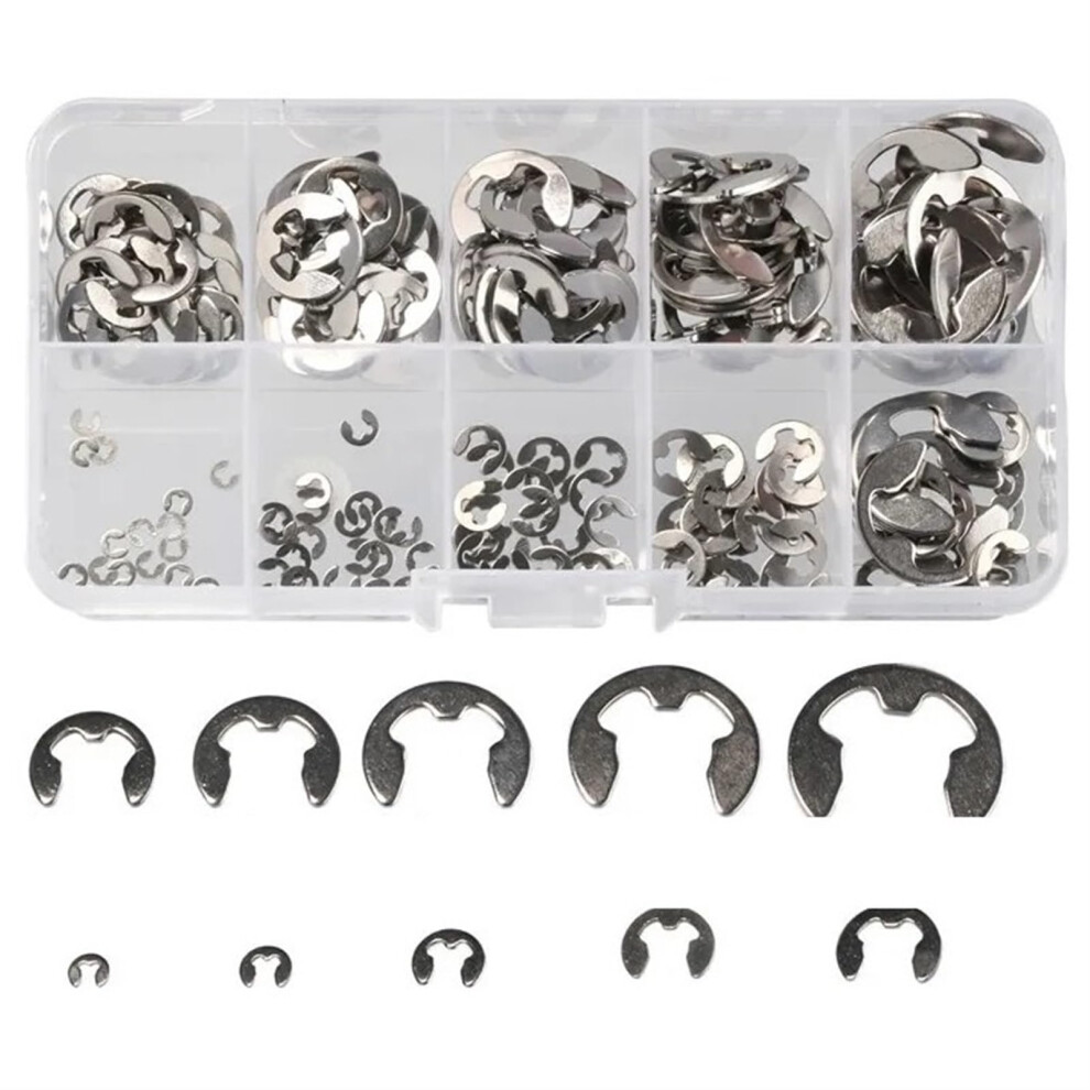 120/200Pcs Stainless Steel Retaining Circlip Set Snap Rings E-Clip Washer Assortment For Shaft Fastener M1.5-M10 (Size : M1.5-M10 200Pcs) 354398667629