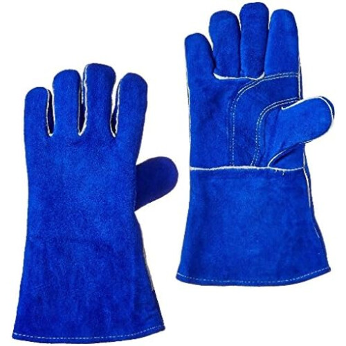 400 Welding Gloves Lined Leather- Blue 2